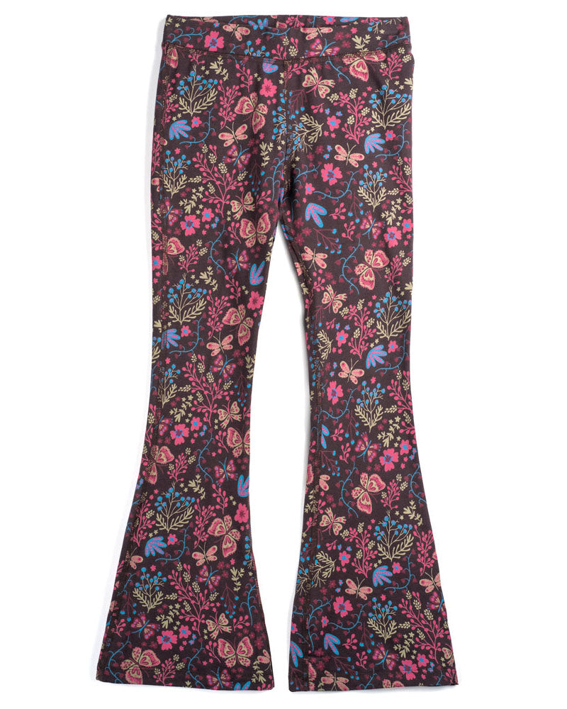EFJONE Women's Flare Pants All Over Floral Print Elastic Waist