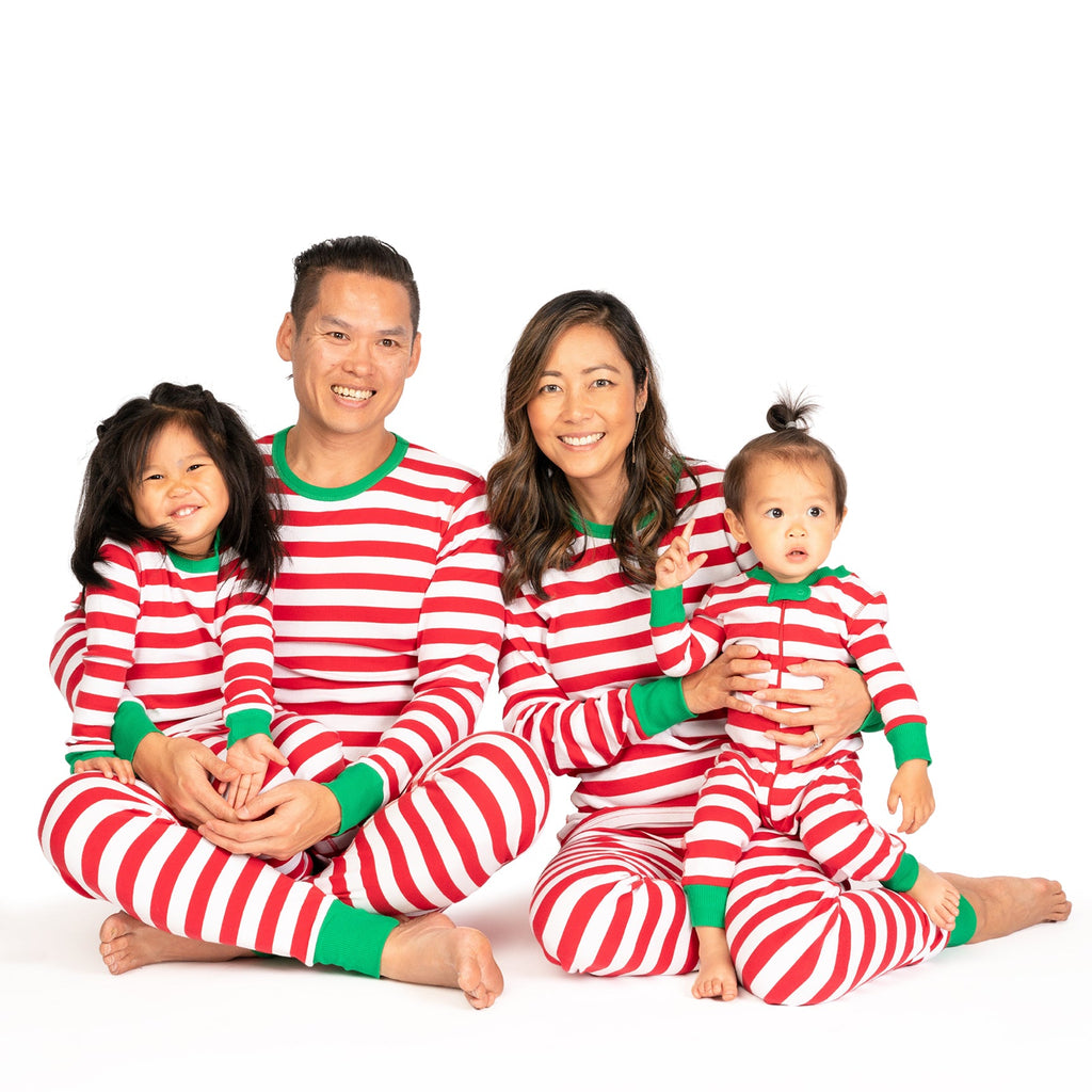 Upgrade your sleepwear with these stylish red-striped adult pajamas for adults - Perfect for parents