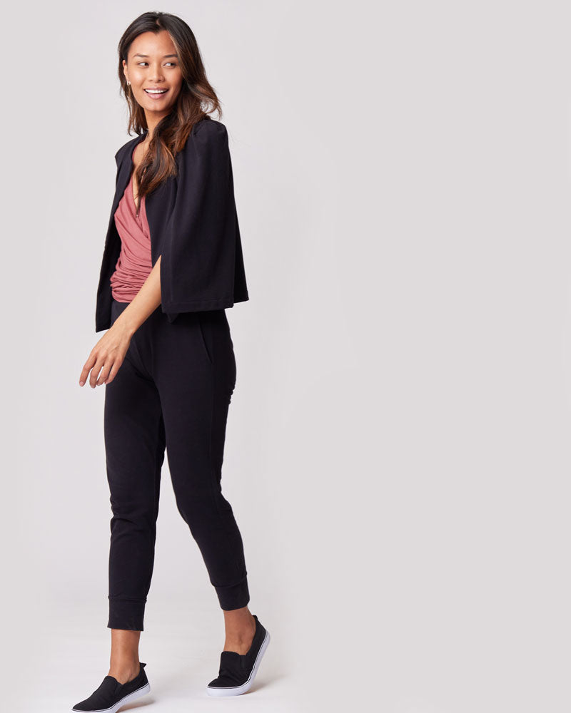 Stunning black cape blazer for nursing mothers, the best maternity clothes