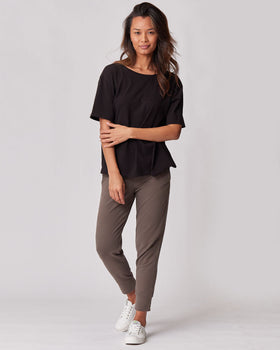 Fashionable black maternity shirt for nursing moms - Everywhere V-Neck Tee with a modern touch