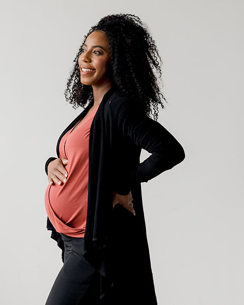 Elegant Black Maternity and Nursing Cardigan - Best Maternity Clothes for Stylish Moms